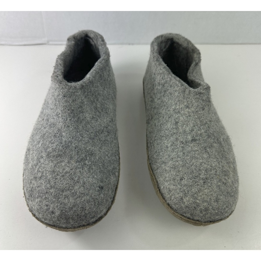 Glerups Wool Shoe W/ Leather Sole Grey Slippers EU Size 38 Equals US W 8 | M 6.5 - Picture 10 of 14